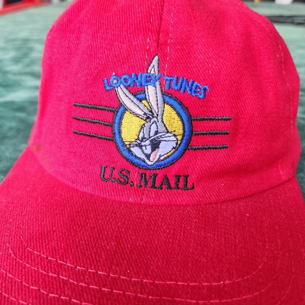 Vintage 90s Looney Tunes Bugs Bunny U.S. Mail Red Snapback Hat Made in USA